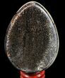 Septarian Dragon Egg Geode - Black Crystals #83216-1